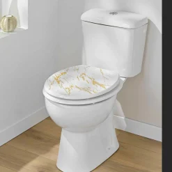 Abattant WC 18 pouces MDF effet marbre Aquamarbre Blanc