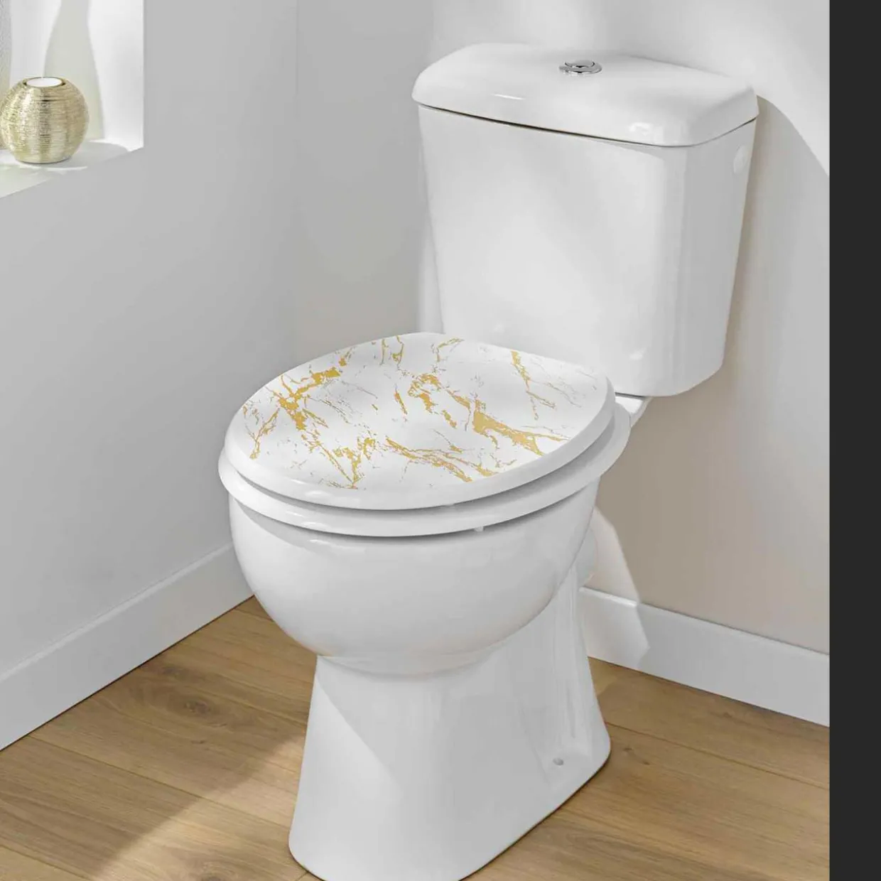 Abattant WC 18 pouces MDF effet marbre Aquamarbre Blanc