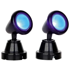 Accessoire Lemax lumineux (H3,5 cm) Lot de 2 spots Projecteurs lumière bleue