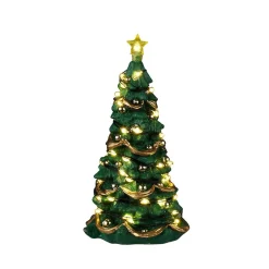 Accessoire Lemax lumineux (H12,5 cm) Sapin de Noël joyeux Blanc chaud