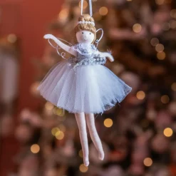 Ange de Noël à suspendre (H20 cm) Danseuse ballerine Argent