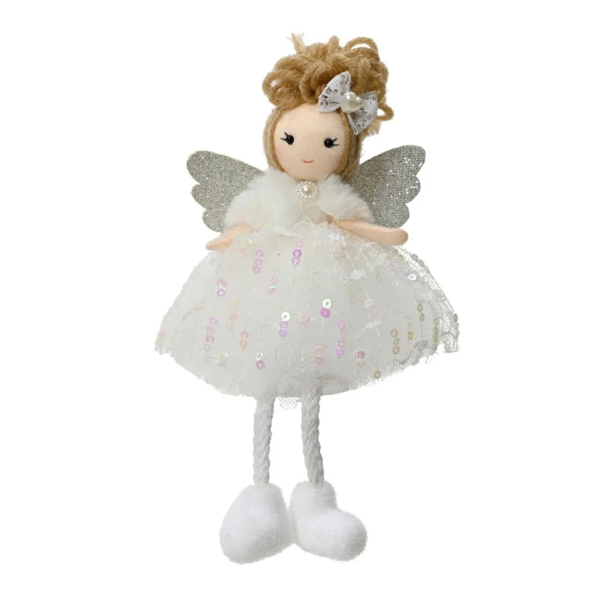 Ange de Noël (H18 cm) Poupée conte de Fée Blanche