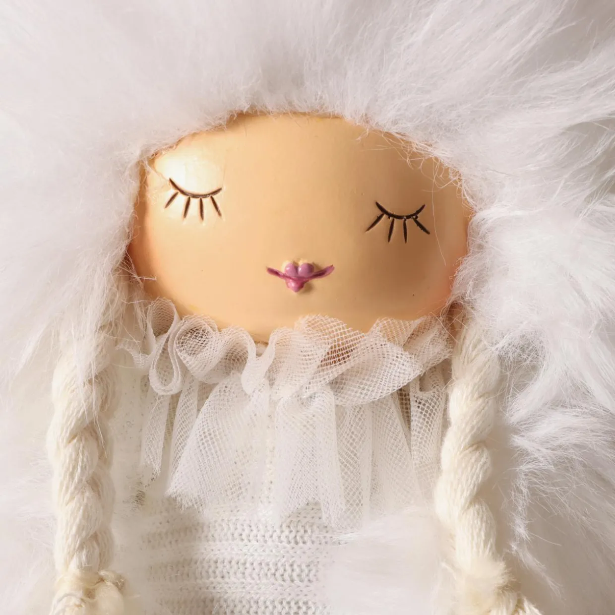 Ange de Noël jambes souples (H53 cm) Demoiselle d'Hiver Blanc