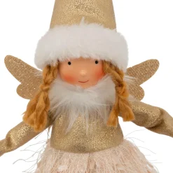 Ange de Noël lumineux à piles (H32 cm) Fée clair de lune dorée