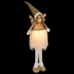 Ange de Noël lumineux à piles (H95 cm) Fée lune téléscopique Dorée