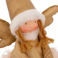 Ange de Noël lumineux à piles (H48 cm) Fée clair de lune assise Dorée