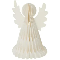 Ange lumineux à piles 6 LED (H50 cm) Papier fermeture magnétique Blanc