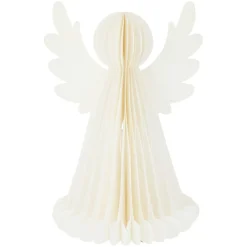Ange lumineux à piles 6 LED (H28 cm) Papier fermeture magnétique Blanc