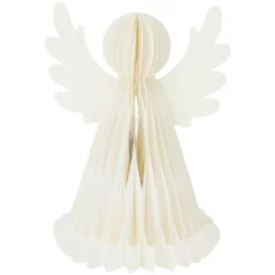 Ange lumineux à piles 6 LED (H38 cm) Papier fermeture magnétique Blanc