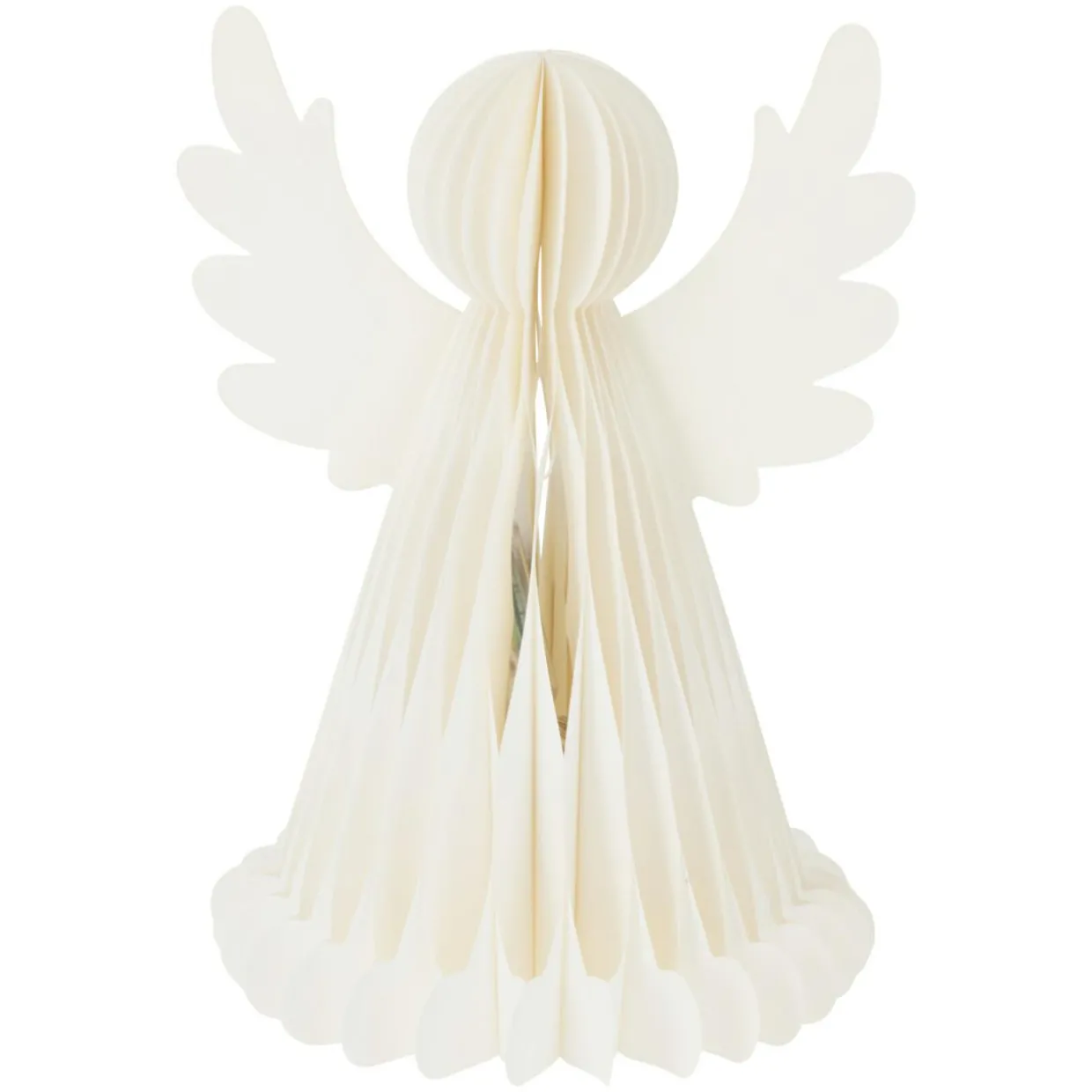 Ange lumineux à piles 6 LED (H38 cm) Papier fermeture magnétique Blanc