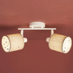 Applique murale 2 abat-jour orientables métal et lin (30 x 17 cm) Estrella Beige