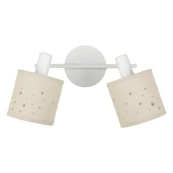 Applique murale 2 abat-jour orientables métal et lin (30 x 17 cm) Estrella Beige