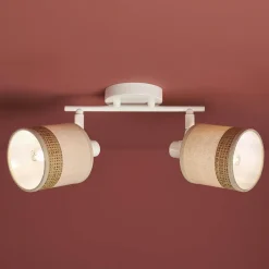 Applique murale 2 abat-jour orientables métal et rotin (30 x 17 cm) Bohemia Beige