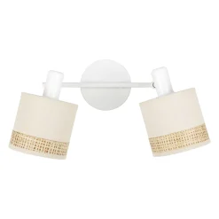 Applique murale 2 abat-jour orientables métal et rotin (30 x 17 cm) Bohemia Beige