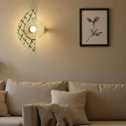 Applique murale en bambou (H50 cm) Ravina Noir et naturel