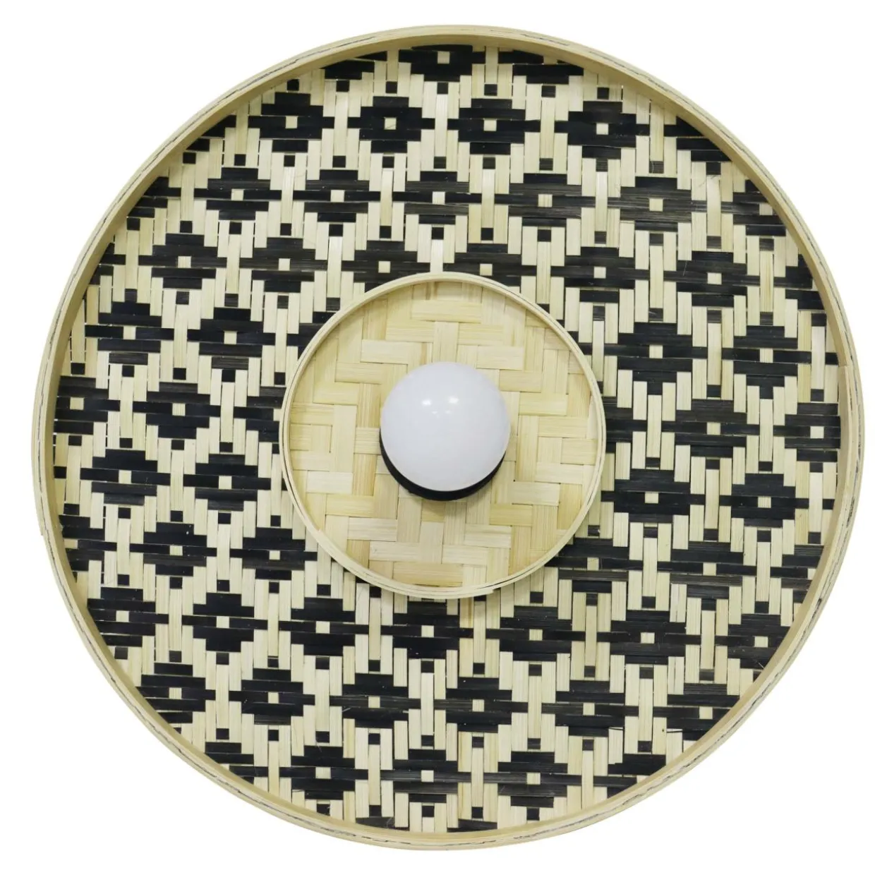 Applique murale ronde en bambou (D50 cm) Marioka Noir et naturel