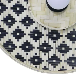 Applique murale ronde en bambou (D50 cm) Marioka Noir et naturel