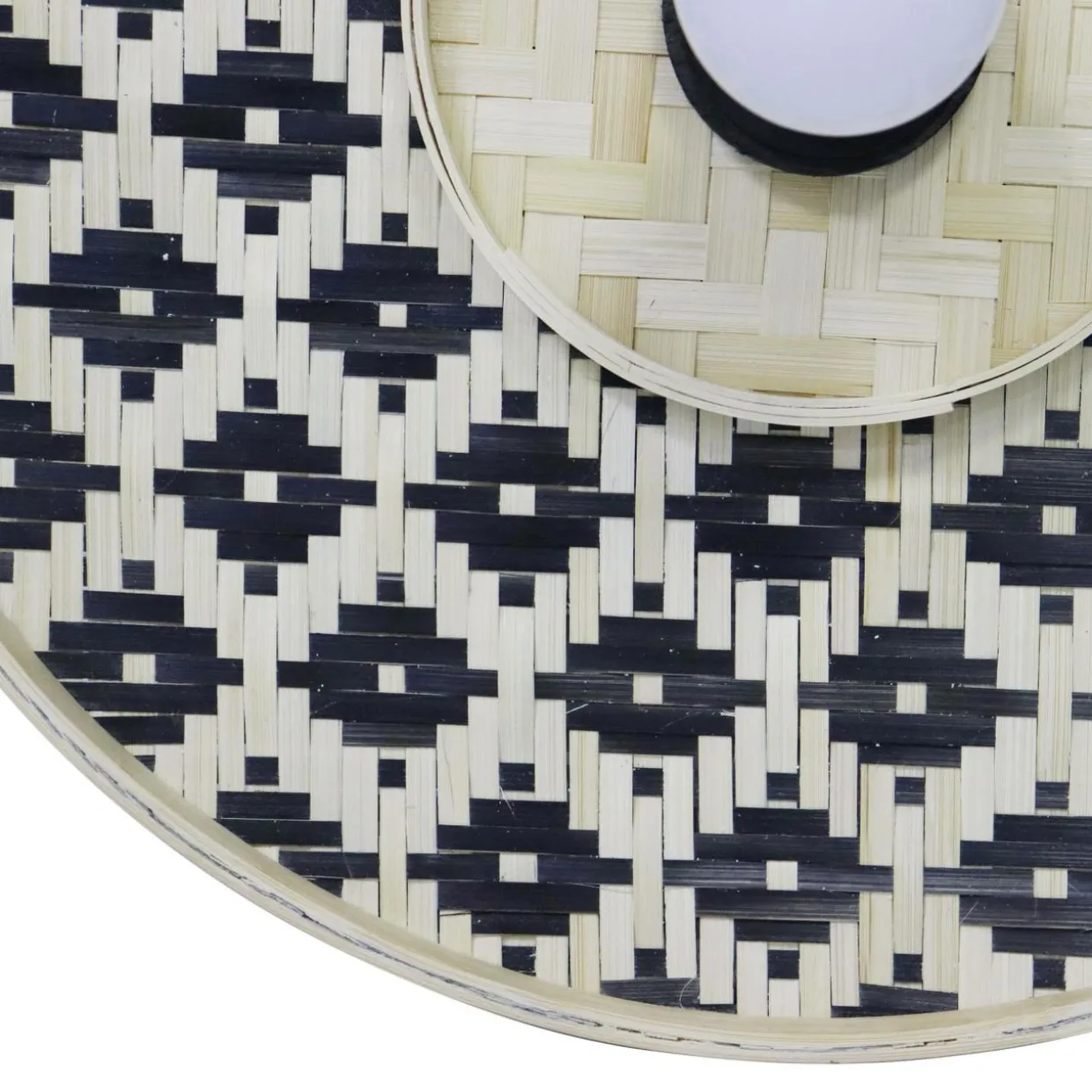 Applique murale ronde en bambou (D50 cm) Marioka Noir et naturel