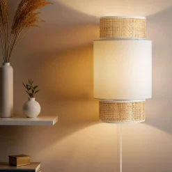 Applique murale rotin (H33 cm) Gigogne Blanche