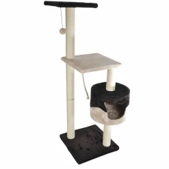 Arbre à chat avec jouet et niche Ecru/Chocolat