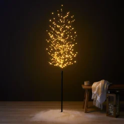 Arbre lumineux 360 LED (H180 cm) Bouleau d'hiver Blanc chaud doré