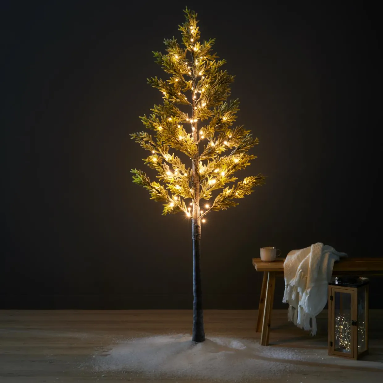 Arbre lumineux 96 LED (H180 cm) Épicéa branches givrées Blanc chaud