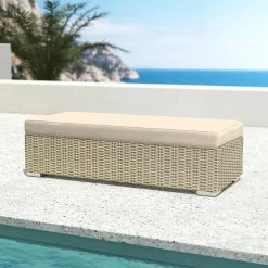 Banquette en résine tressée 2 places Palma Gris et beige