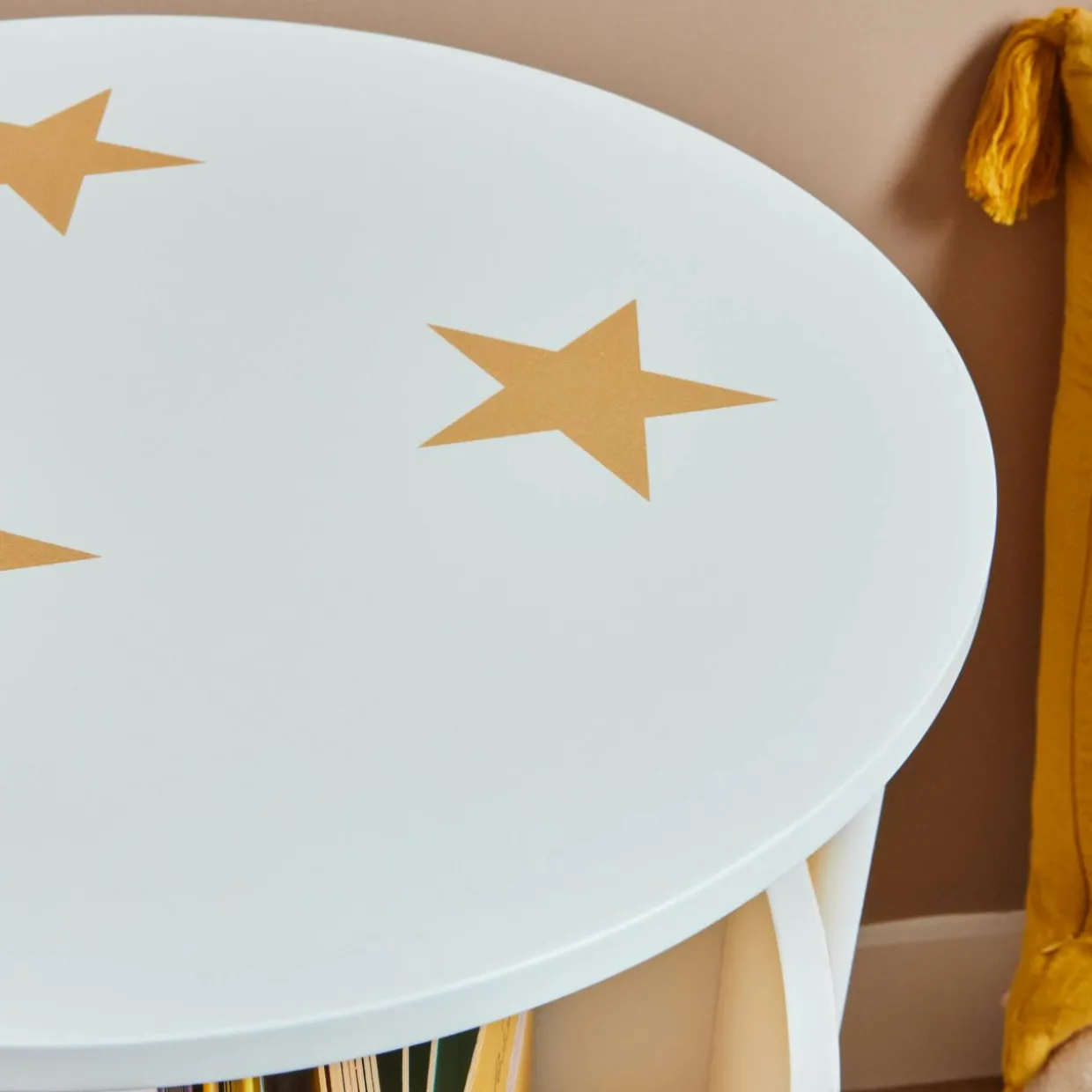 Bibliothèque à roulettes enfant bois (H59 cm) Stars Blanche