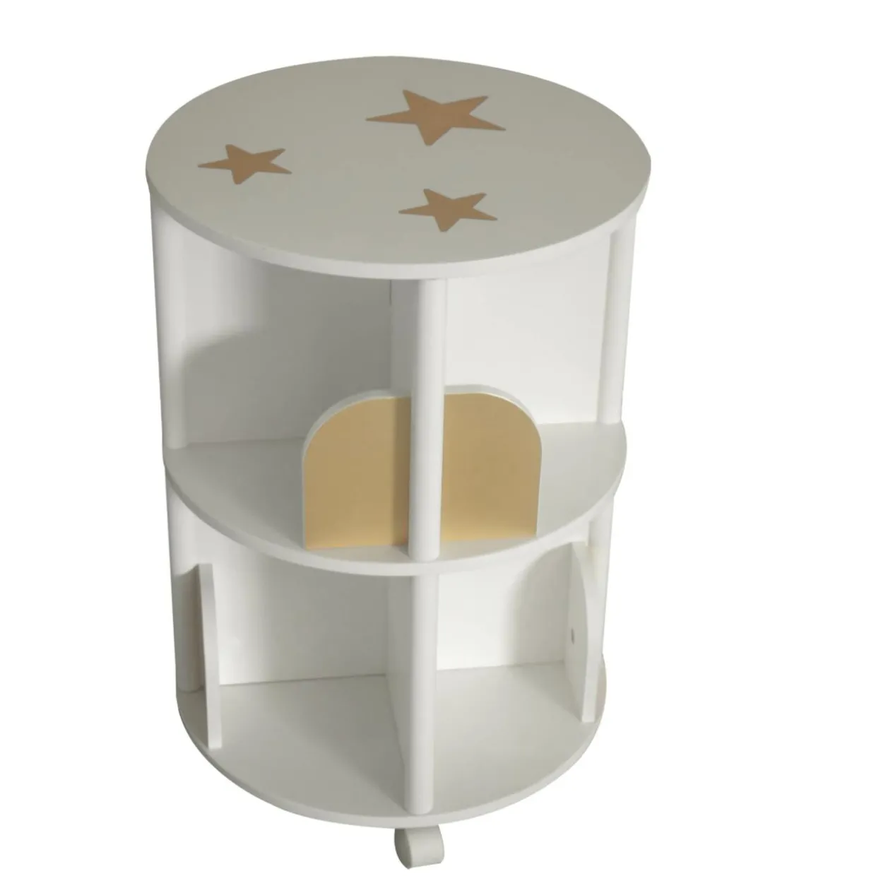 Bibliothèque à roulettes enfant bois (H59 cm) Stars Blanche