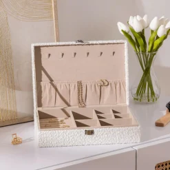 Boite à bijoux bouclette (28 x 19 cm) Loe Blanche