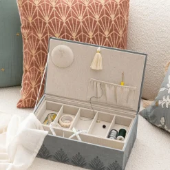 Boite à couture bois (30 x 10 cm) Wild Bleue