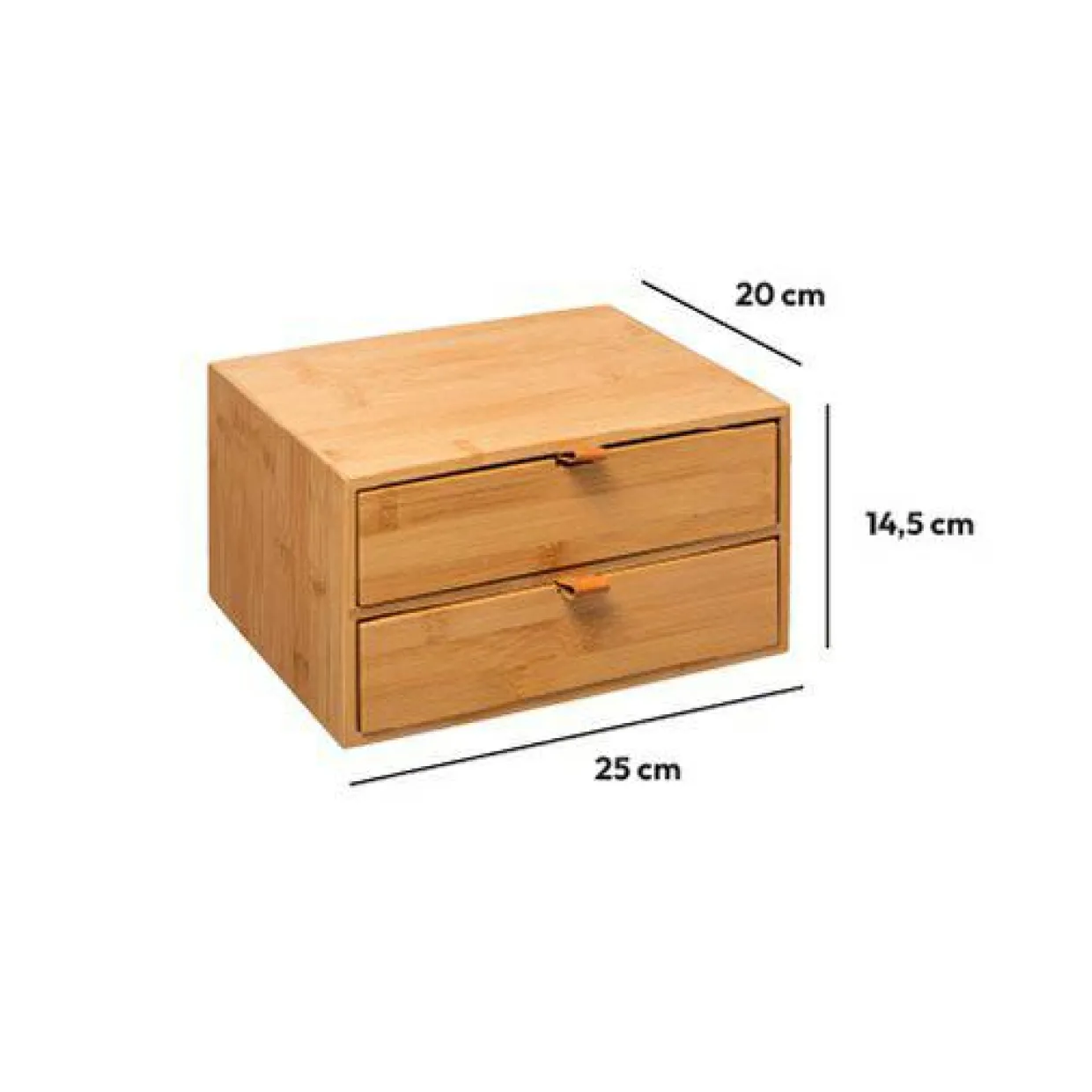 Boite bambou 2 tiroirs (H14 cm) Sury Naturel