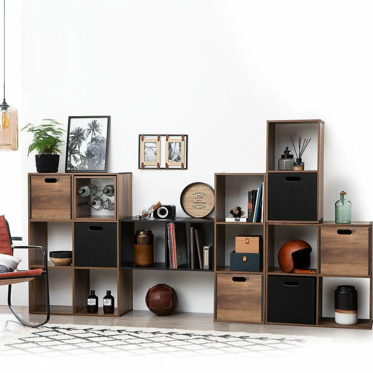 Boite de rangement (31 x 31 x 31 cm) Mano Bois foncé