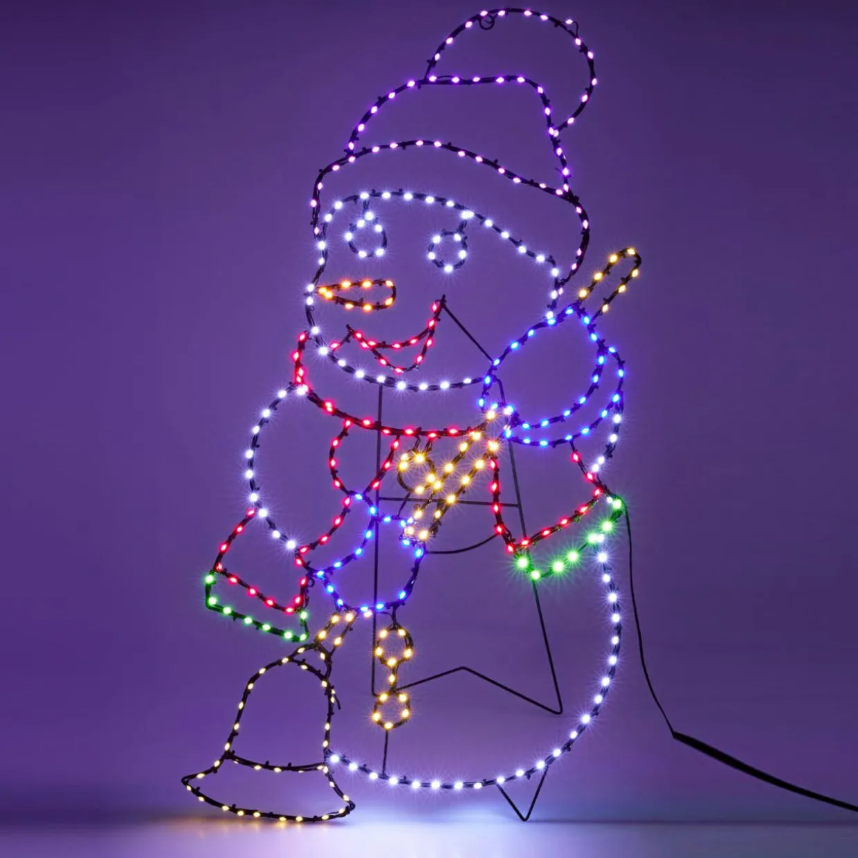 Bonhomme de neige 326 LED (H90 cm) Néon effet flash Multicolore