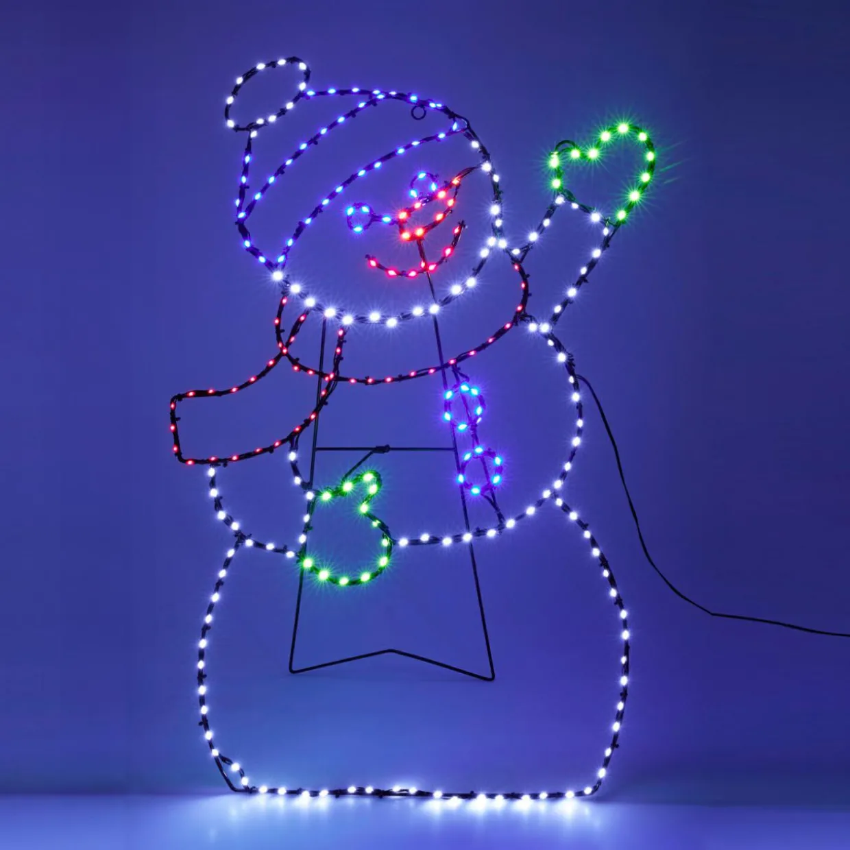 Bonhomme de neige 246 LED (H79 cm) Néon effet flash Multicolore