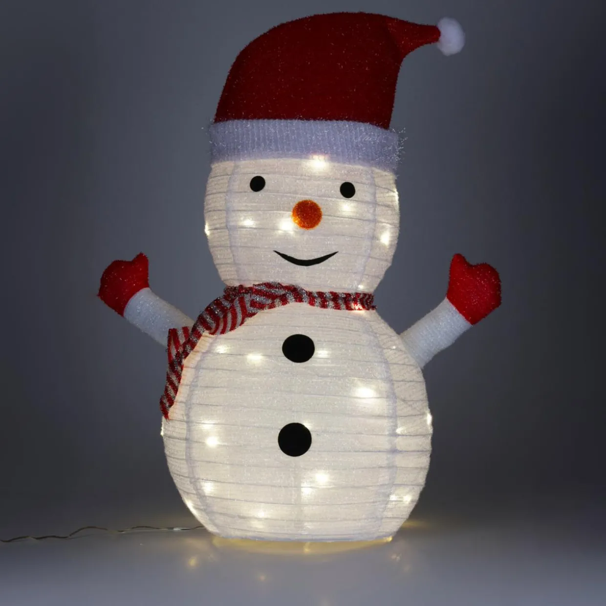 Bonhomme de neige lumineux à piles (H68 cm) Pliable Blanc