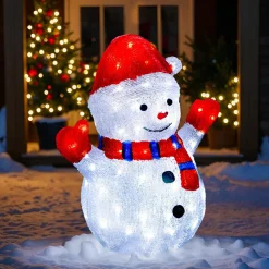 Bonhomme de neige solaire 90 LED (H48 cm) Frosty Blanc chaud
