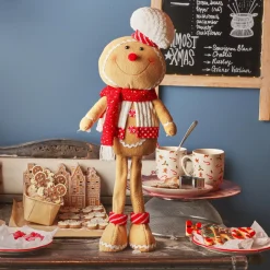 Bonhomme pain d'épices debout (H57 cm) Camille écharpe Rouge