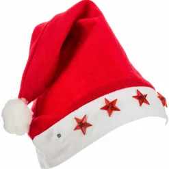 Bonnet de Père Noël lumineux etoile pour adulte Rouge