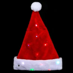 Bonnet de Père Noël lumineux pour Adulte Rouge