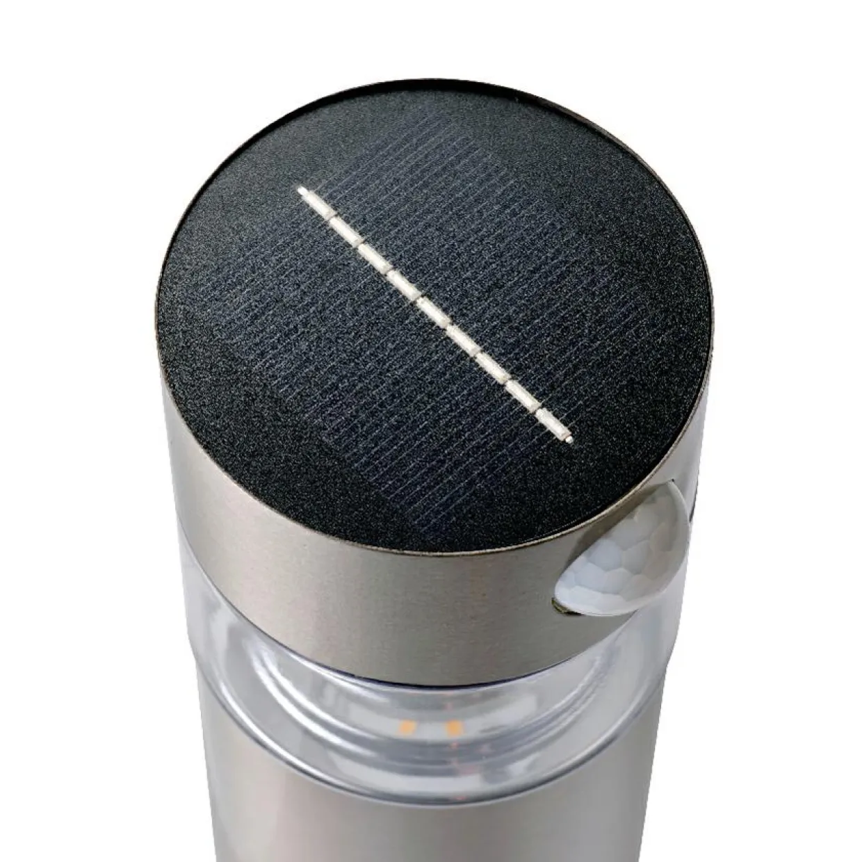 Borne de jardin solaire 150 lumens (H30 cm) Premium Argent