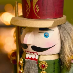 Boîte à musique (H30 cm) Casse noisette Timothé la royauté Vert et bordeaux