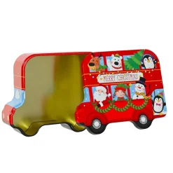 Boîte de rangement en métal Bus de Noël Multicolore