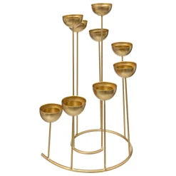 Bougeoir en métal 9 bougies (H35 cm) Spirale Doré