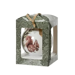 Boule de Noël (D100 mm) Écureuil sauvage et noeud Naturel