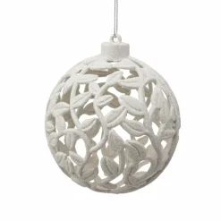 Boule de Noël (D100 mm) Feuillage découpé Blanc