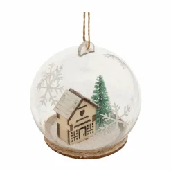 Boule de Noël (D80 mm) Maison et flocons de neige