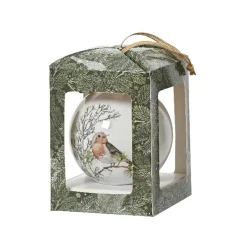 Boule de Noël (D100 mm) Moineau sauvage et noeud Naturel