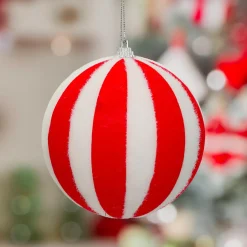 Boule de Noël (D150 mm) Rayures Rouge et Blanc