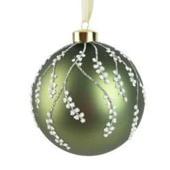 Boule de Noël en verre (D120 mm) Tombée de neige Vert romarin